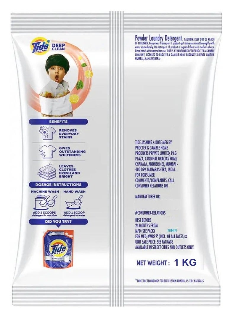 Tide Double Power Lemon & Mint Detergent Powder 1Kg - Image 5